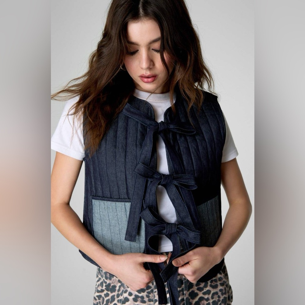 Nasty Gal Tie Front Denim Gilet
